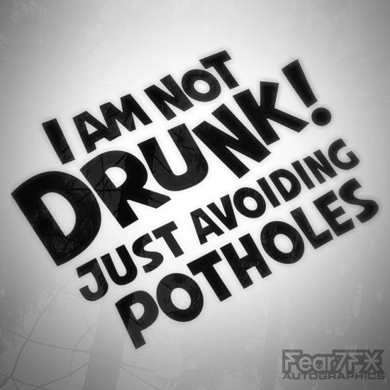 I Am Not Drunk Just Avoiding Potholes Funny Euro Decal Sticker