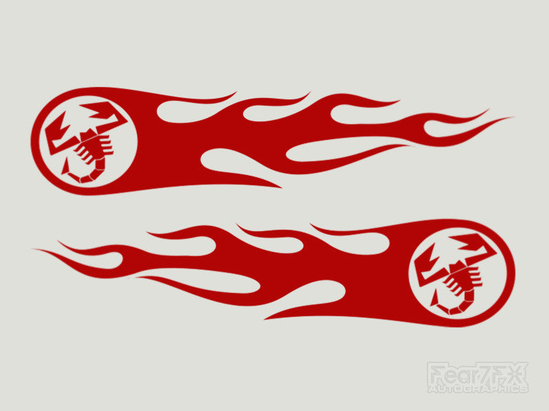 2x Abarth Flames Custom Vinyl Transfer Decals
