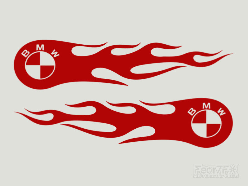 2x BMW Flames Custom Vinyl Transfer Decals
