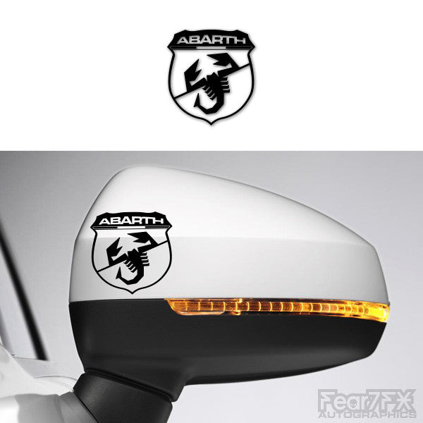2x Abarth Shield Logo Side Mirror Vinyl Transfer Decals