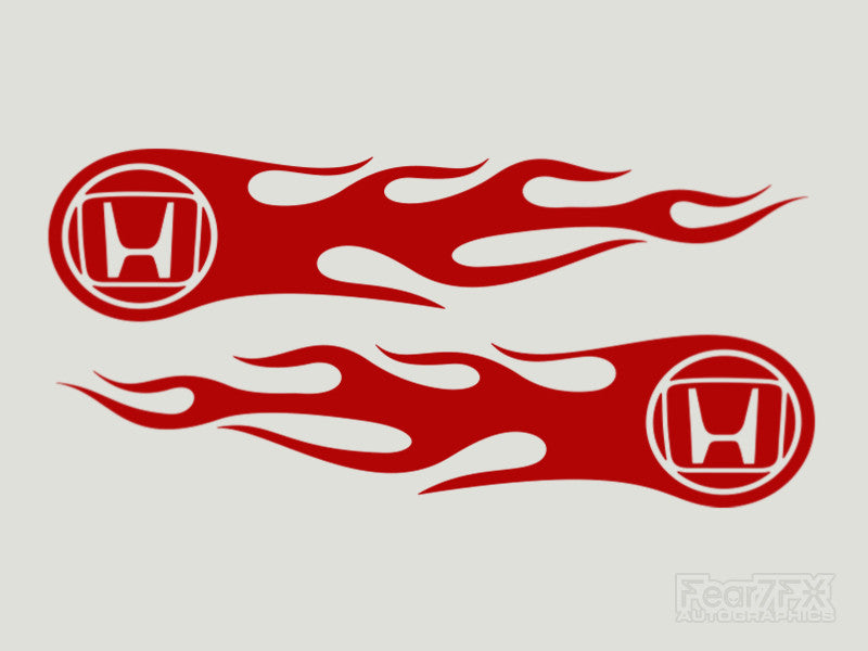 2x Honda Flames Custom Vinyl Transfer Decals