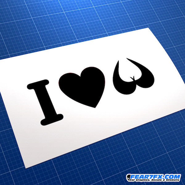 I Love Boobs Funny JDM Car Vinyl Decal Sticker