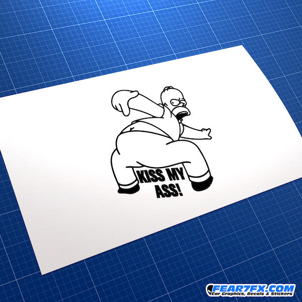 Homer Simpson Kiss My Ass! Funny JDM Car Vinyl Decal Sticker