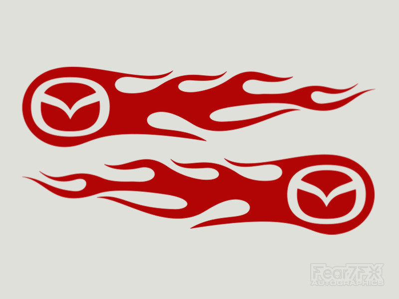 2x Mazda Flames Custom Vinyl Transfer Decals