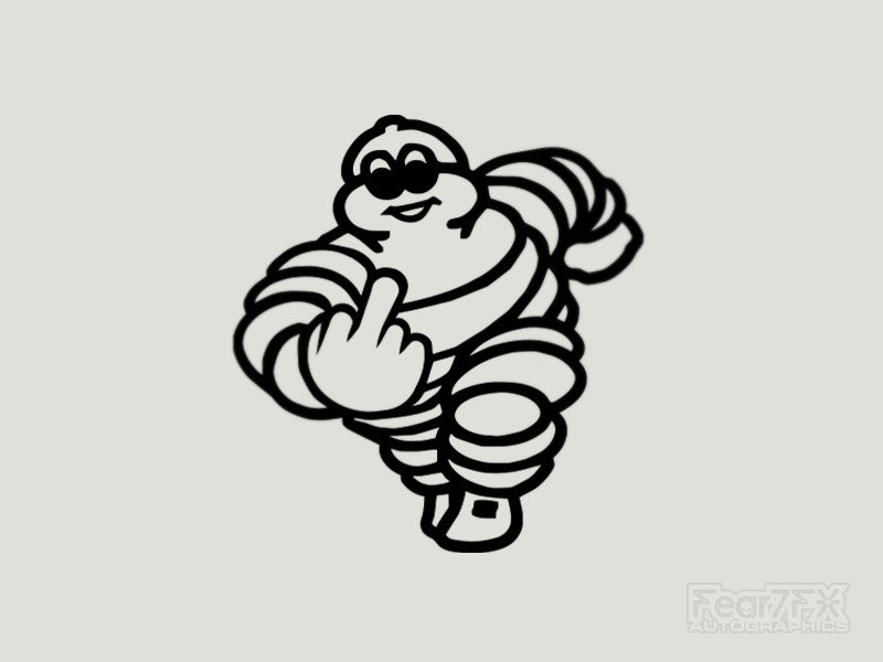 2x Michelin Man V2 Middle Finger Vinyl Decal