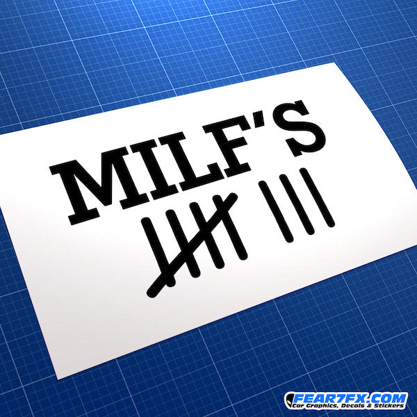 MILFS Tally Funny JDM Car Vinyl Decal Sticker