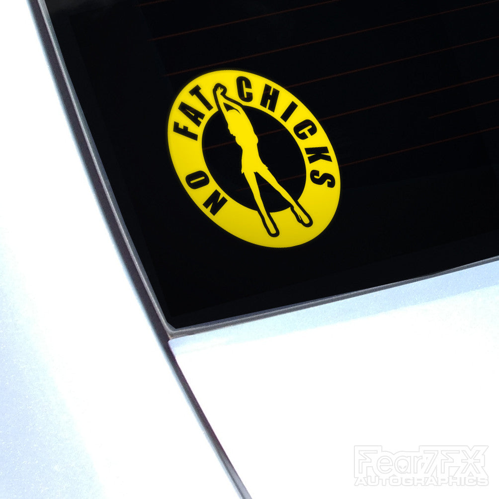 No FAT Chicks Funny Euro Decal Sticker V3