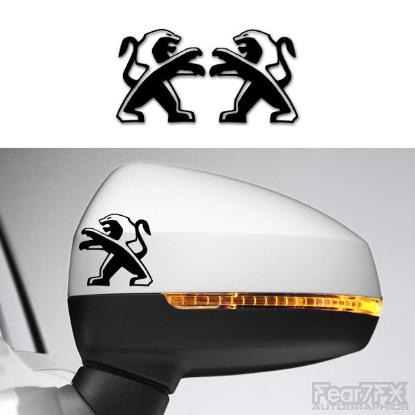 2x Peugeot Lion Logo Side Mirror Vinyl Transfer Decals