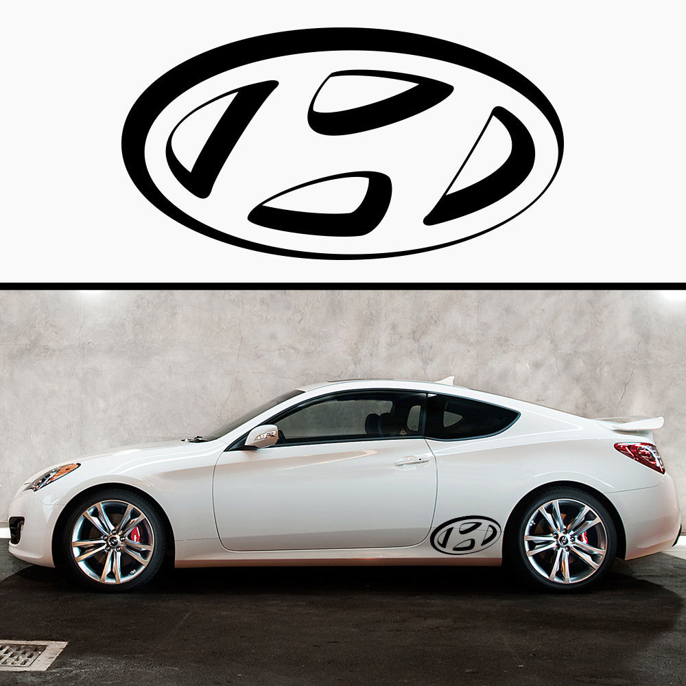 2x Hyundai Badge 3D Rare Side Skirt Vinyl Decal