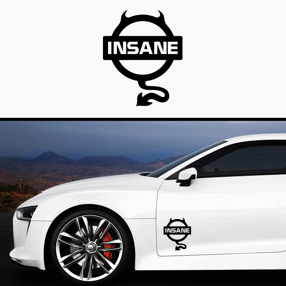 2x Insane Devil Nissan Rare Side Skirt Body Vinyl Decal