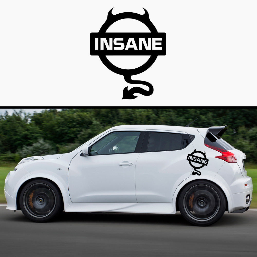 2x Insane Devil Nissan Rare Side Skirt Body Vinyl Decal