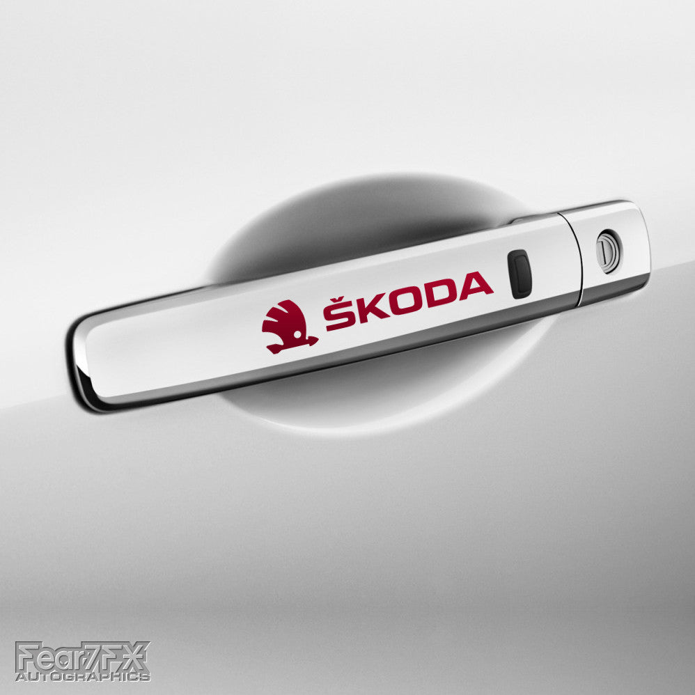 4x Skoda Door Handle Vinyl Decals