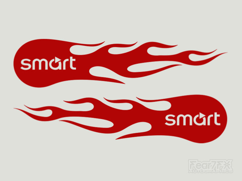 2x Smart Car Flames Custom Vinyl Transfer Decals