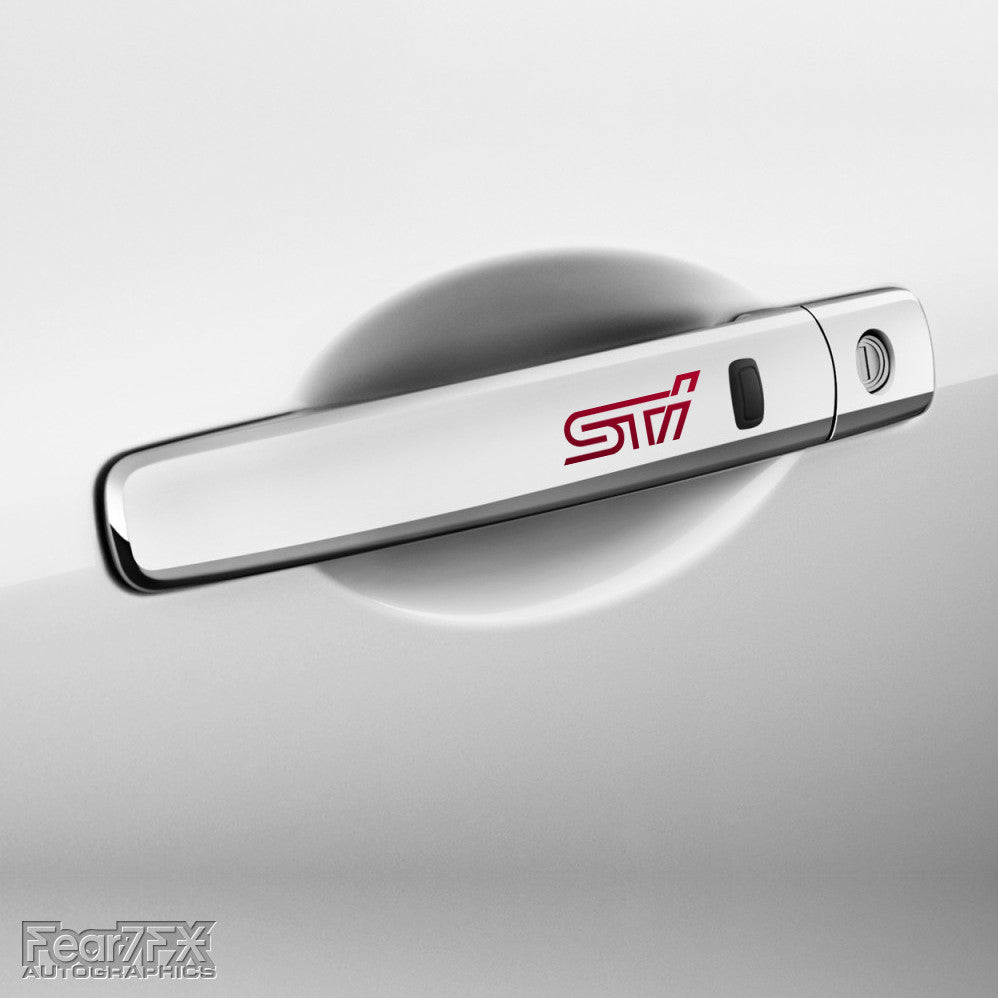 4x STI Door Handle Vinyl Transfer Decals