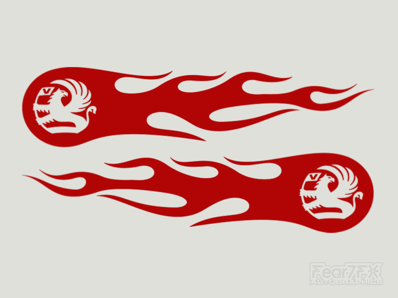 2x Vauxhall V2 Flames Custom Vinyl Transfer Decals