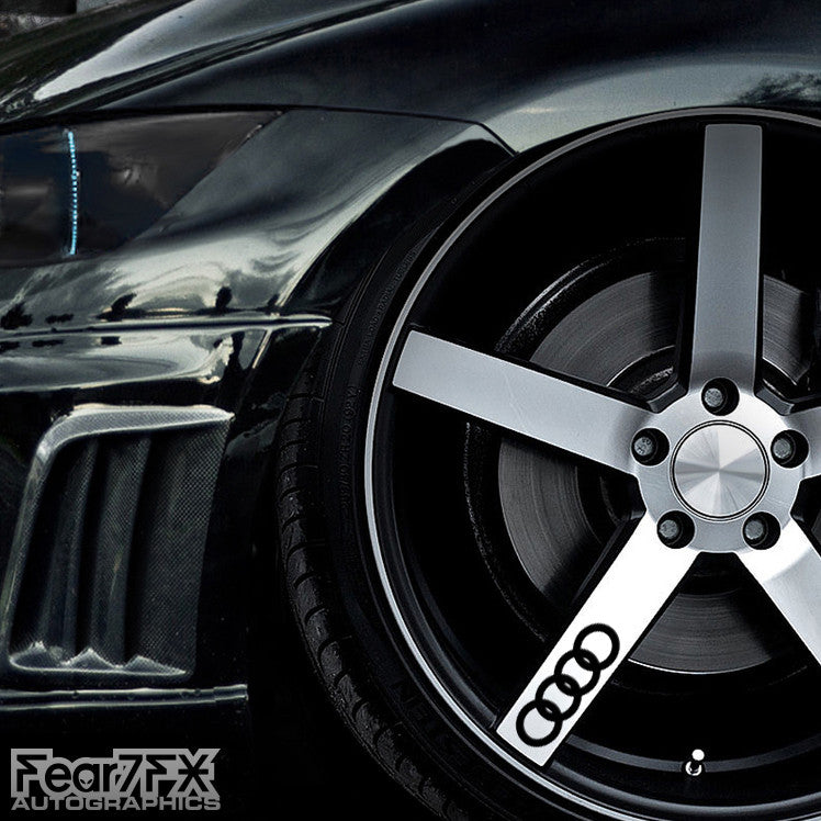 5x Audi Rings Alloy Wheel Vinyl Transfer Decals