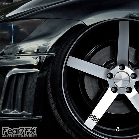 5x Checkered Racing Alloy Wheel Decals