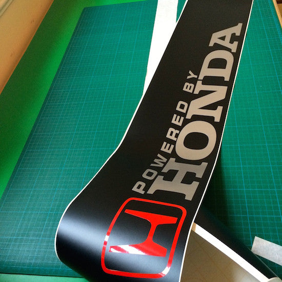 Powered By Honda Vinyl Windscreen SunStrip Any 3 Colours