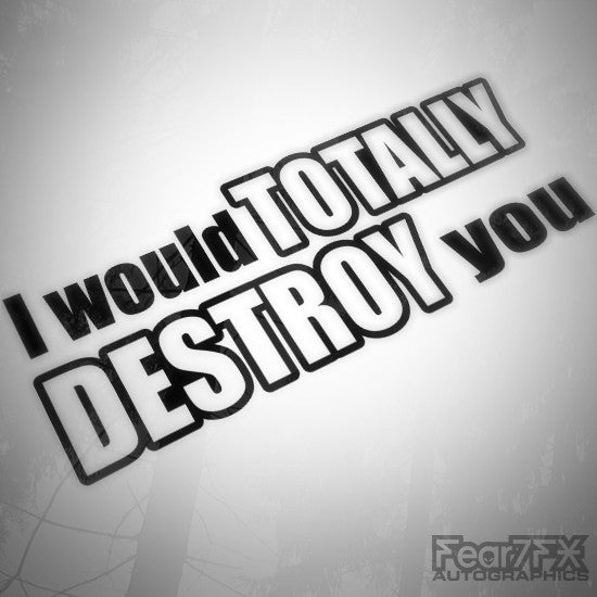 I Would Totally Destroy You Funny Euro Decal Sticker