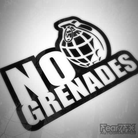 No Grenades Funny Euro Decal Sticker