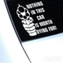 Nothing In This Car Worth Dying For Funny Euro Decal Sticker