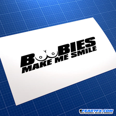 Boobies Make Me Smile Funny JDM Car Vinyl Decal Sticker