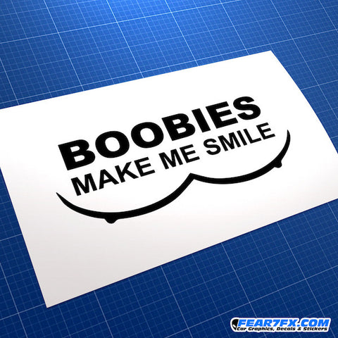 Boobies Make Me Smile V2 Funny JDM Car Vinyl Decal Sticker