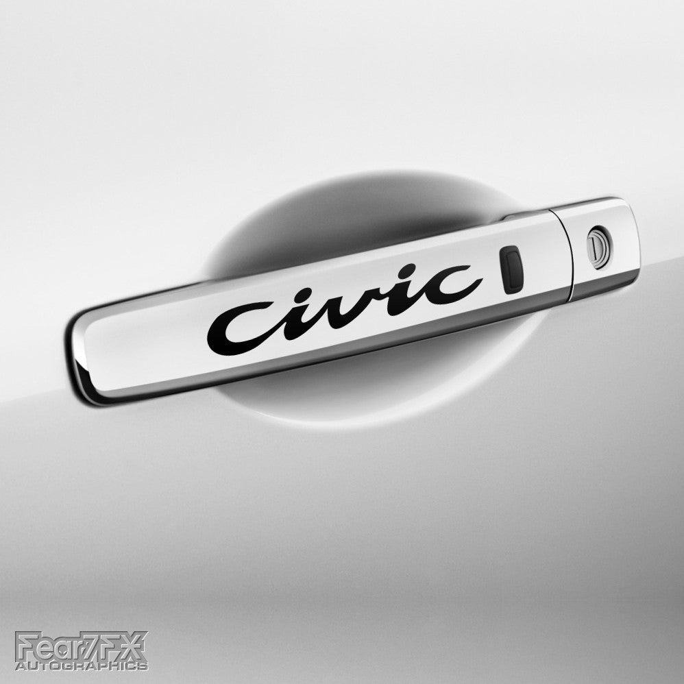 4x Civic V3 Door Handle Vinyl Transfer Decals