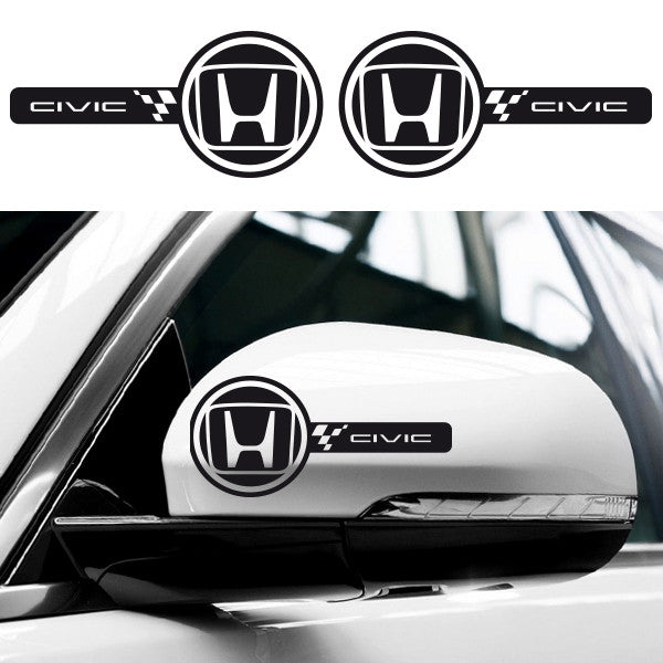 2x Honda Civic Custom Wing Mirror Vinyl Decals