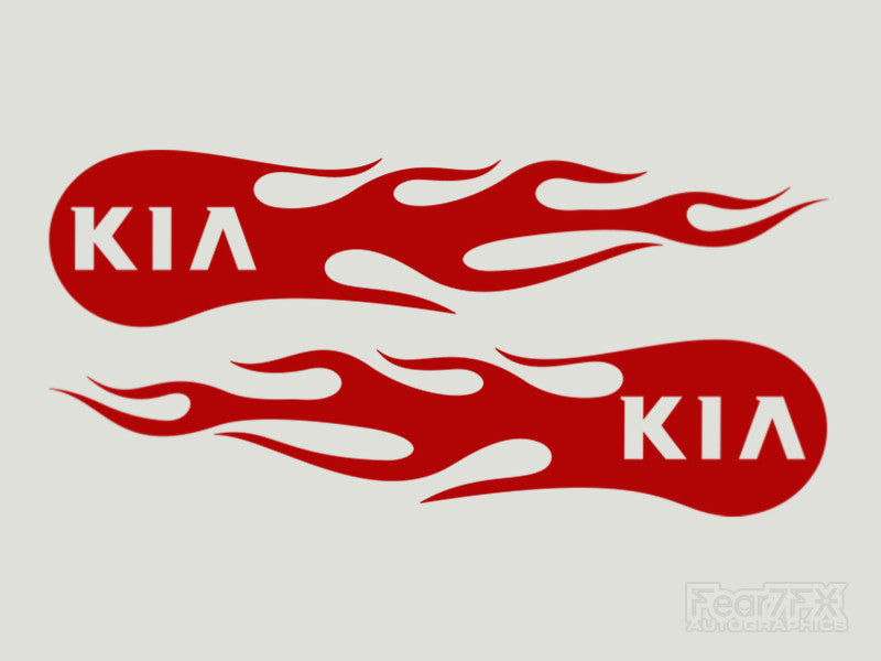 2x KIA Flames Custom Vinyl Transfer Decals