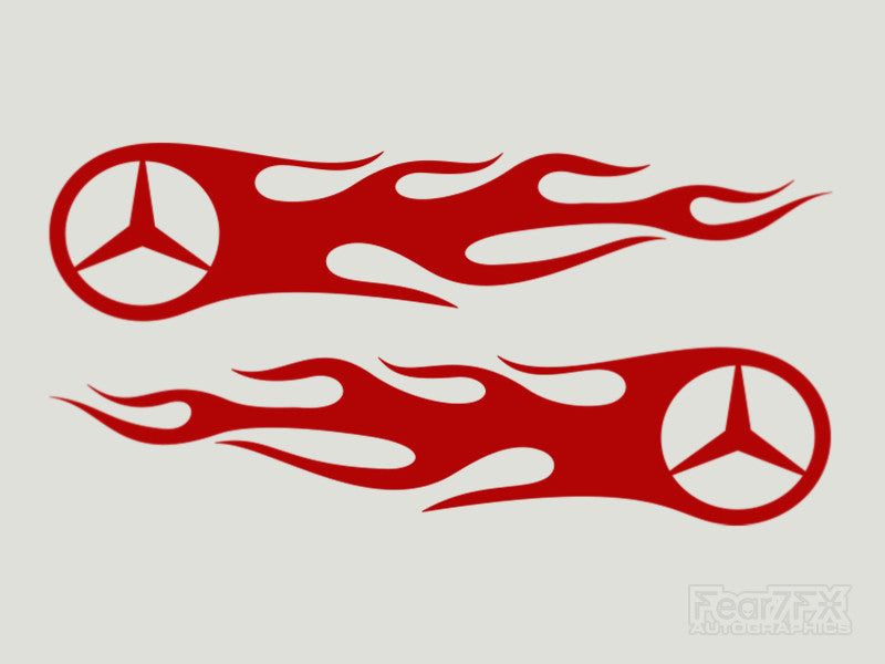 2x Mercedes Flames Custom Vinyl Transfer Decals