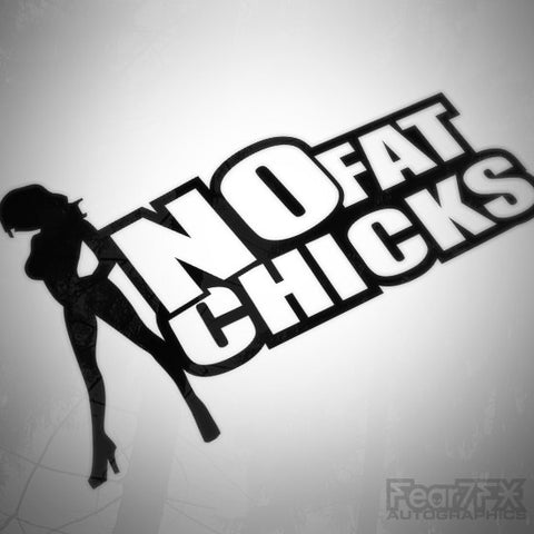 No FAT Chicks Funny Euro Decal Sticker V1