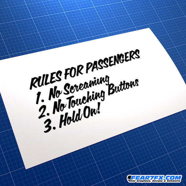 Rules For Passengers Funny JDM Car Vinyl Decal Sticker