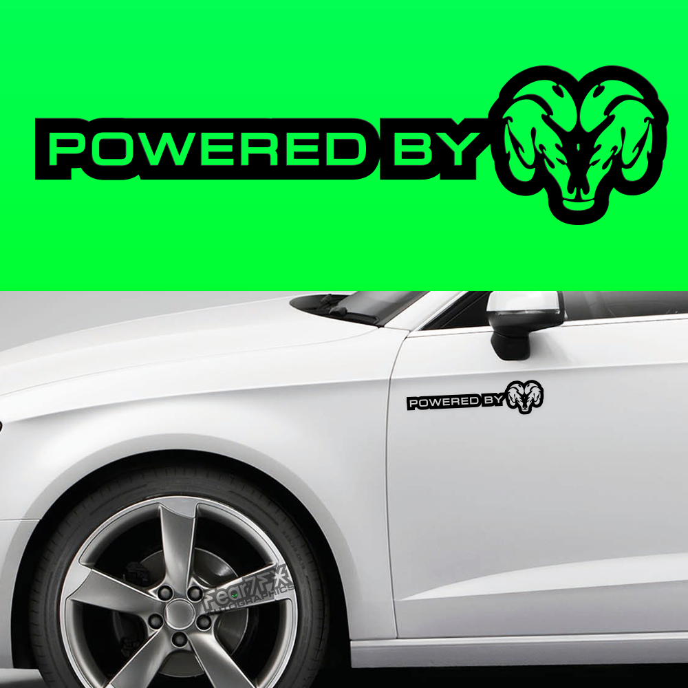 2x Powered By Dodge Body Part Decal