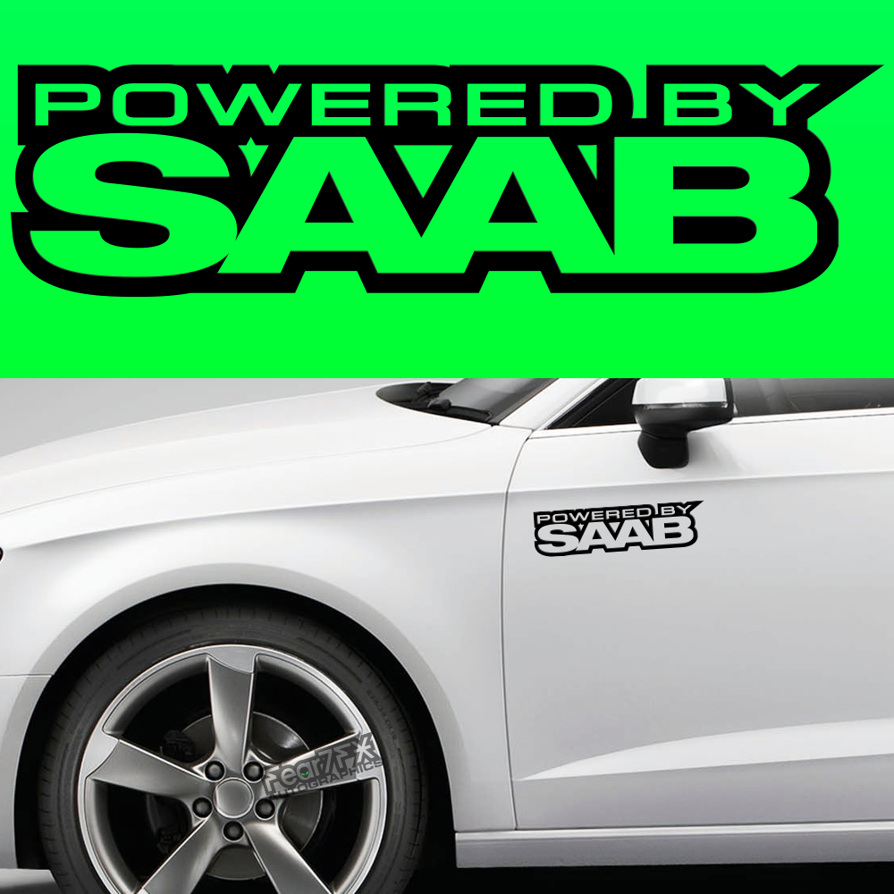 2x Powered By Saab Body Part Decal