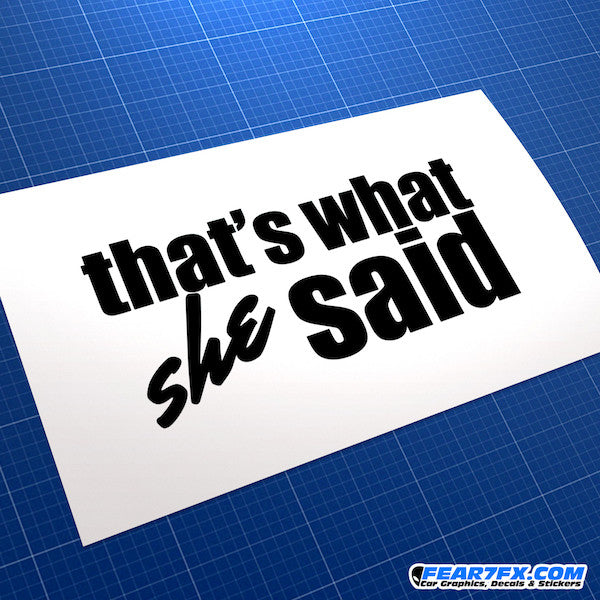 That's What She Said Funny JDM Car Vinyl Decal Sticker