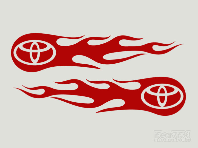 2x Toyota Flames Custom Vinyl Transfer Decals