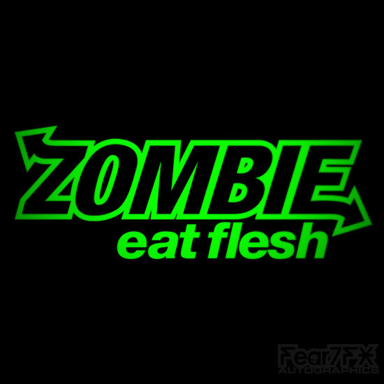 Zombie Eat Flesh Funny Euro Decal  V1