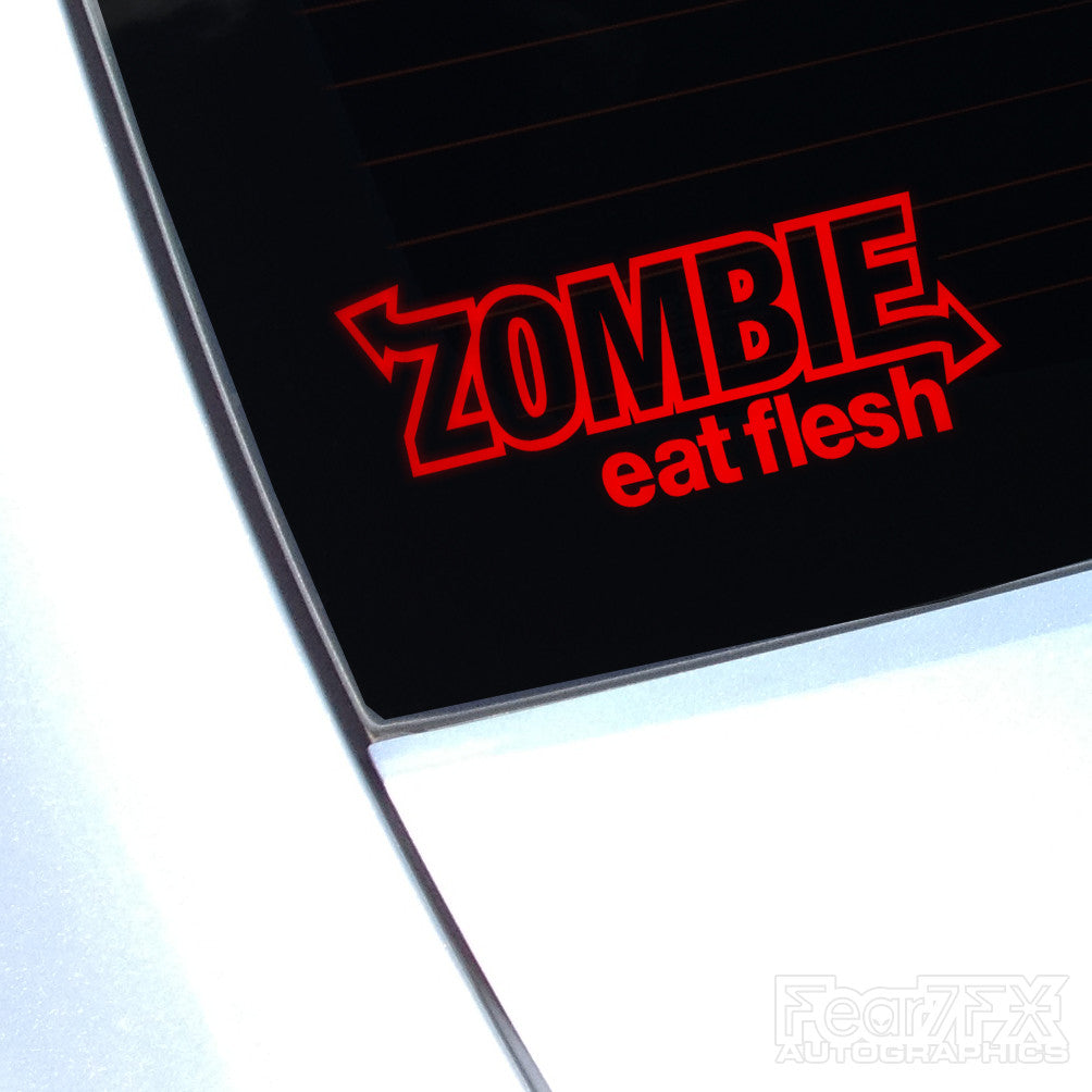 Zombie Eat Flesh Funny Euro Decal  V1