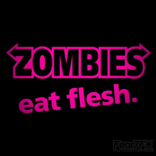 Zombie Eat Flesh Funny Euro Decal Sticker V2